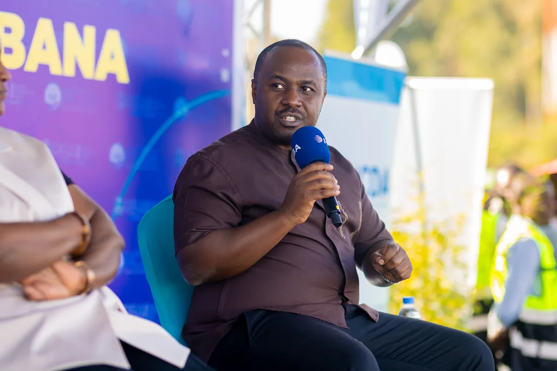 Panelist speaking at the Ukwezi Kw'Abana broadcast event