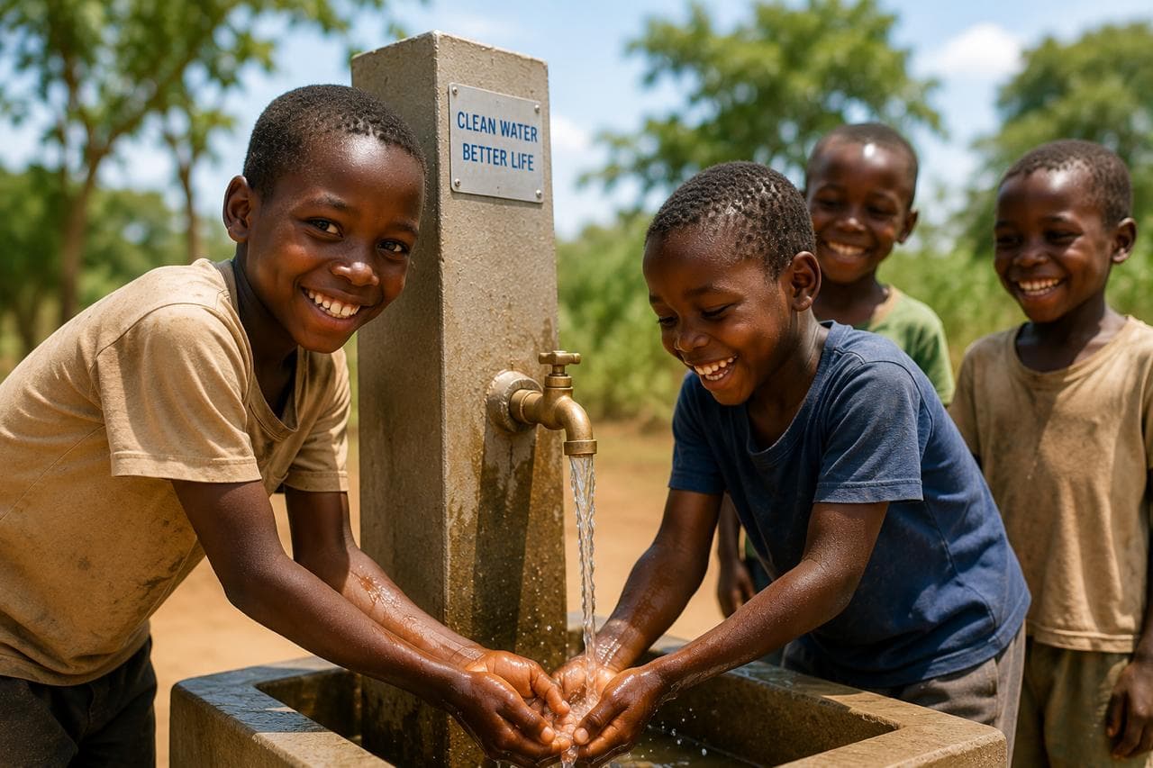 Children accessing a clean water source