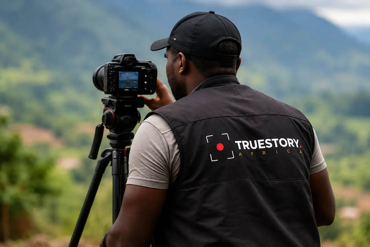 TrueStory Africa cinematographer filming on location in Rwanda