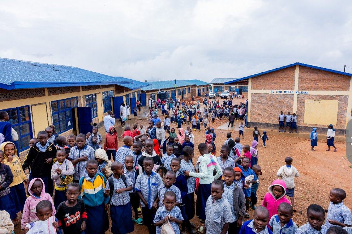 Break time at a school with improved classrooms