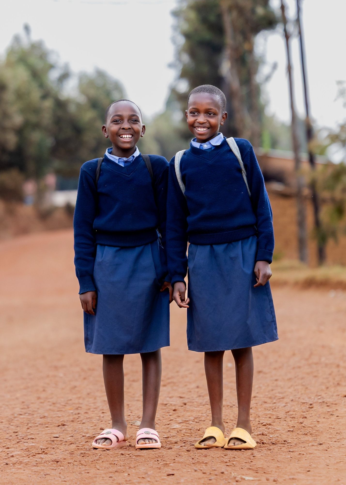 Two pupils on their way home from school