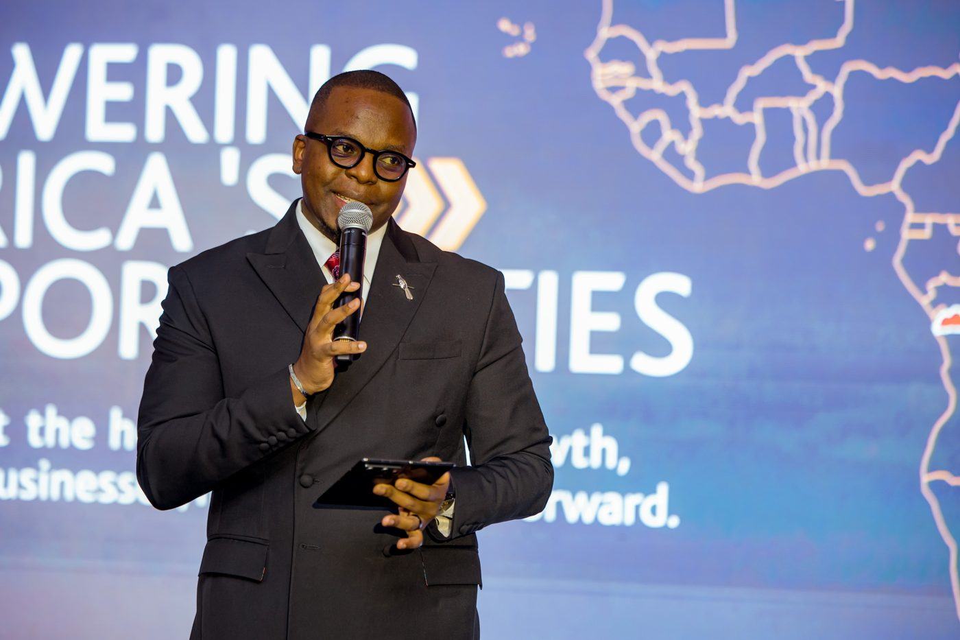 Host on stage, Equity Group gala